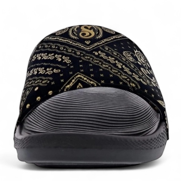 SKECHERS X SNOOP DOGG: LOW SLIDER- VELVET PAISLEY 251093 BKGD MEN'S SANDALS NWOB - Picture 3 of 5